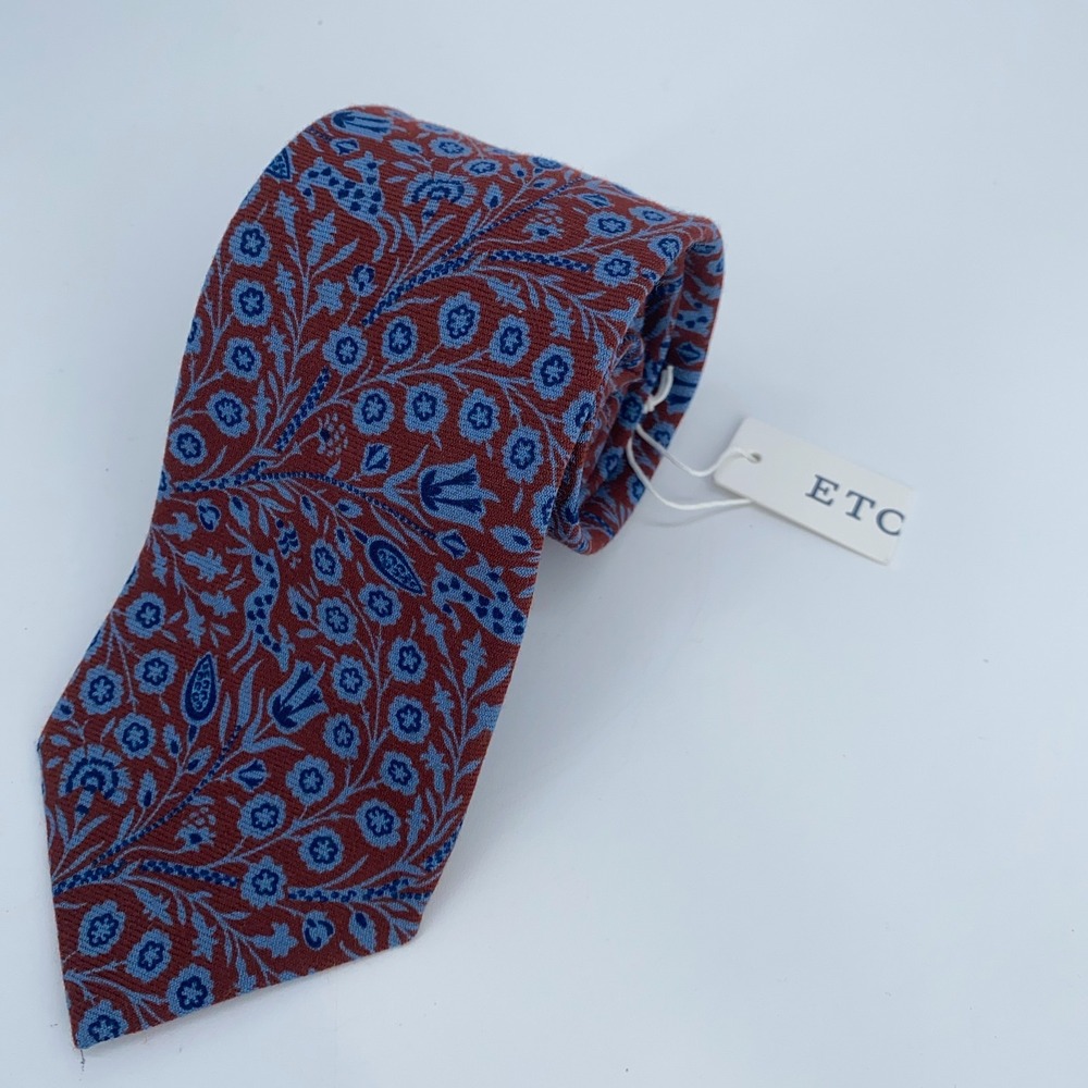 Eton Tie Mens One Size Multi Floral Wool Classic Fit Luxury Necktie Italy Made